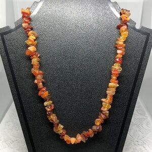 ARTISAN natural stone beads/chips sterling silver 925 necklace boho free spirit.